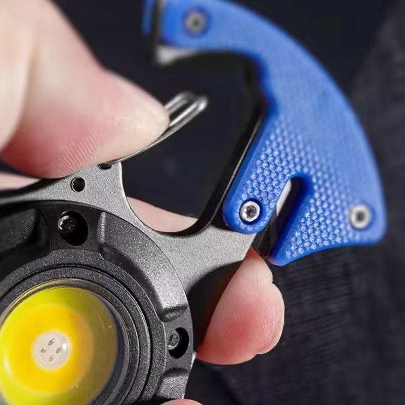 Multi functional Pocket Flashlight Bright Magnetic COB Work Light Led Rechargeable Keychain Light with Cigarette Lighter Whistle