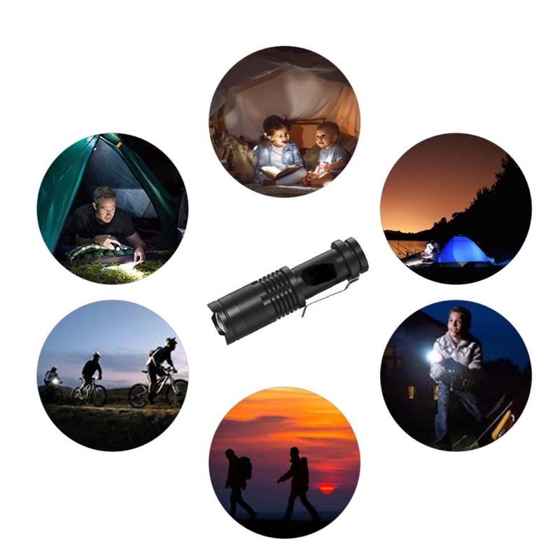 Mini LED flashlight SK68 portable EDC torch, emergency camping lantern use AA battery