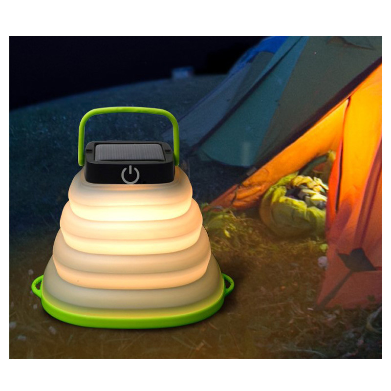 Waterproof outdoor LED silicone collapsible solar camping lantern