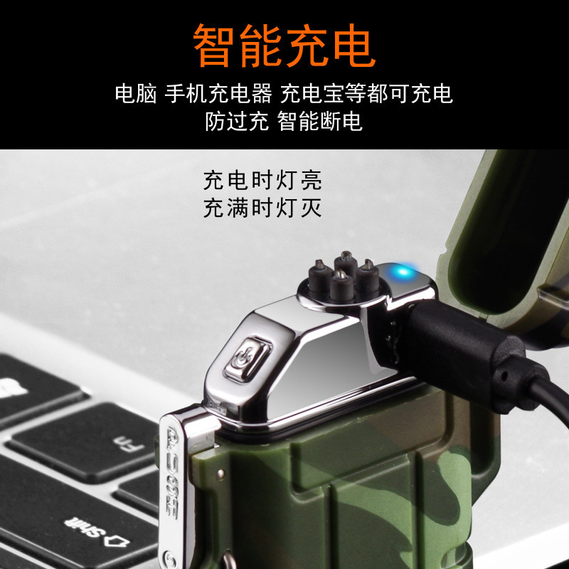 Fast Charging Dual Arc USB Rechargeable Lighter Outdoor Windproof  Electronic Lighter Camping Survival Tactical Lighter