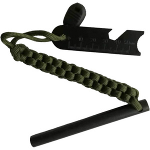 Supuer ferro rod kit with paracord 3inch survival ferrocerium drilled flint fire starter