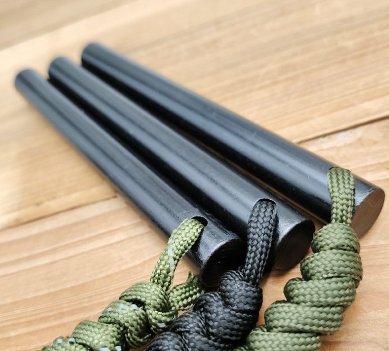 Supuer ferro rod kit with paracord 3inch survival ferrocerium drilled flint fire starter