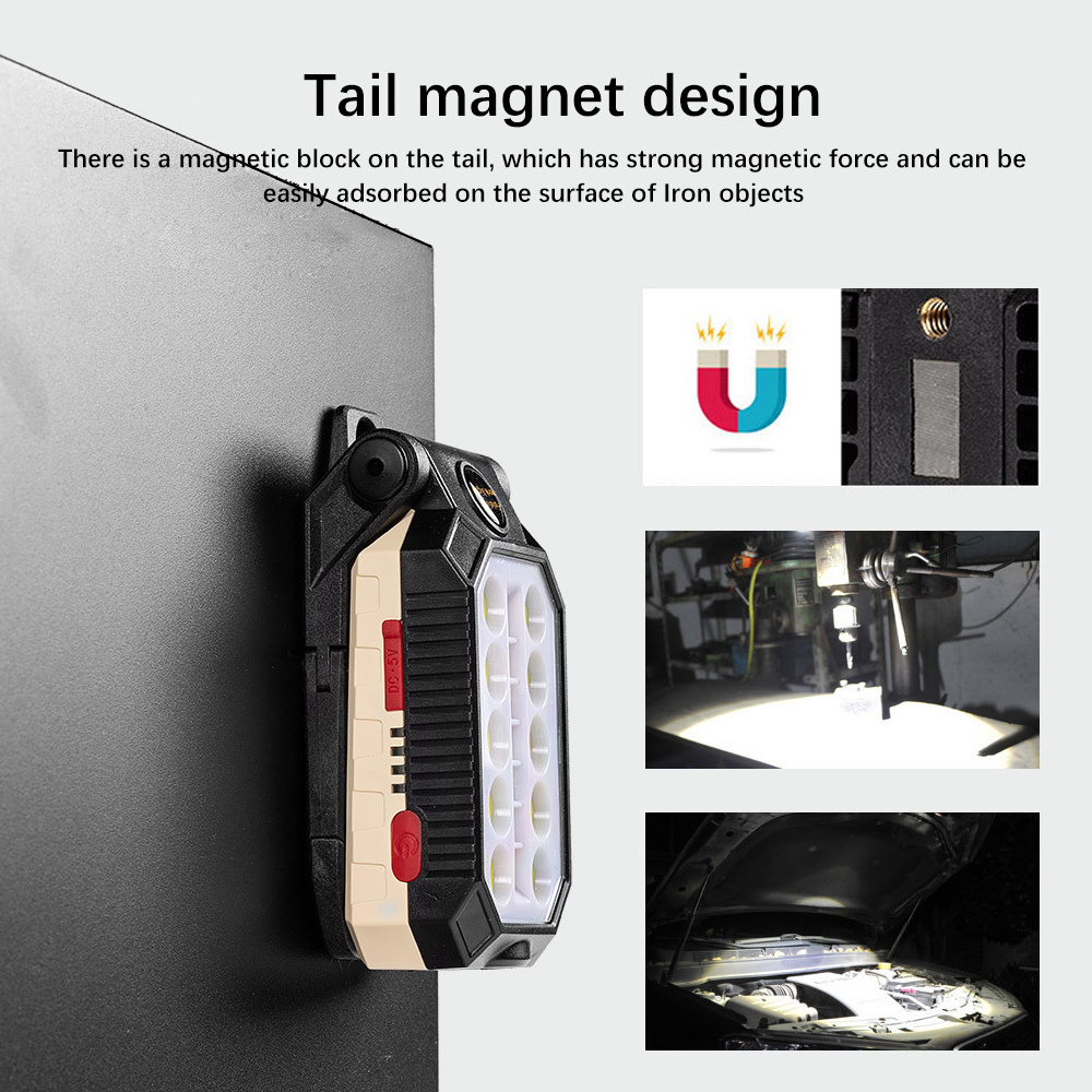 Emergency Car Repairing Led Work Light 4 Modes Rechargeable Waterproof Led Flashlight with Magnetic Base & Hanging Hook