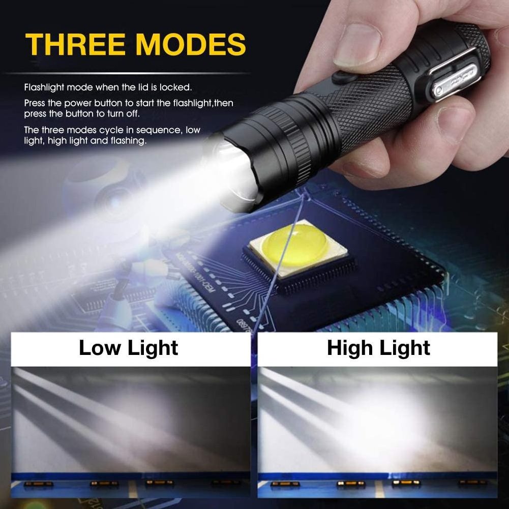 Outdoor EDC Gear USB Rechargeable Flashlight Lighter Waterproof Windproof Flameless Dual Arc Lighter