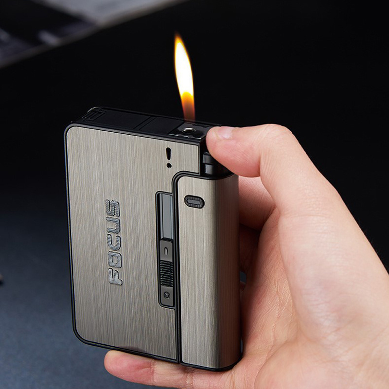 Automatic Ejection Cigarette Dispenser Case Lighter Gadget For Men Christmas Gift Metal Cigarette Boxes