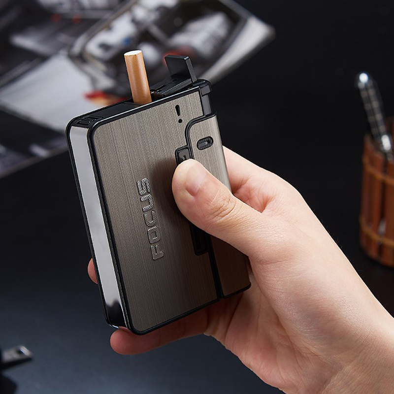 Automatic Ejection Cigarette Dispenser Case Lighter Gadget For Men Christmas Gift Metal Cigarette Boxes