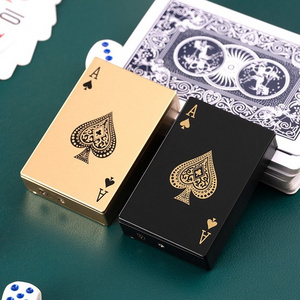 Outdoor jet flame cigarette lighter, fun men's gifts poker card shape novelty lighter without fuel and gas