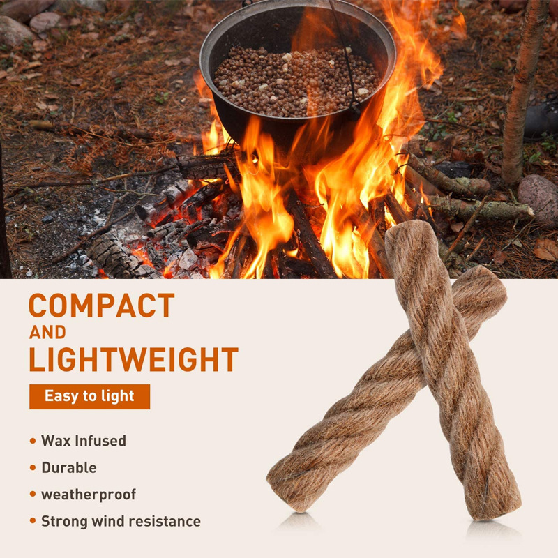 Portable practical hemp rope wick lighter for picnic barbecue supplies igniter rope beeswax