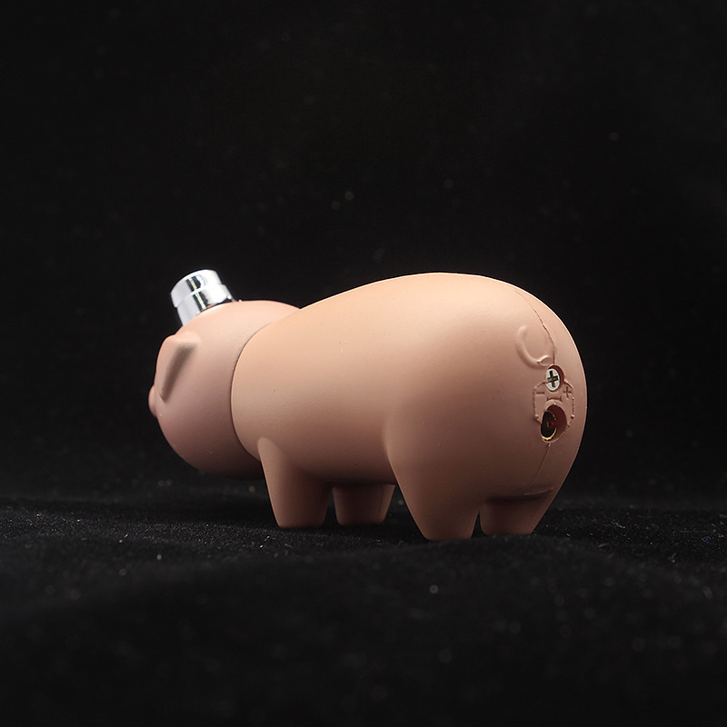 Mini Cute Pink Pig Shaped Double Fire Inflatable Flame Gas Cigarette Lighter