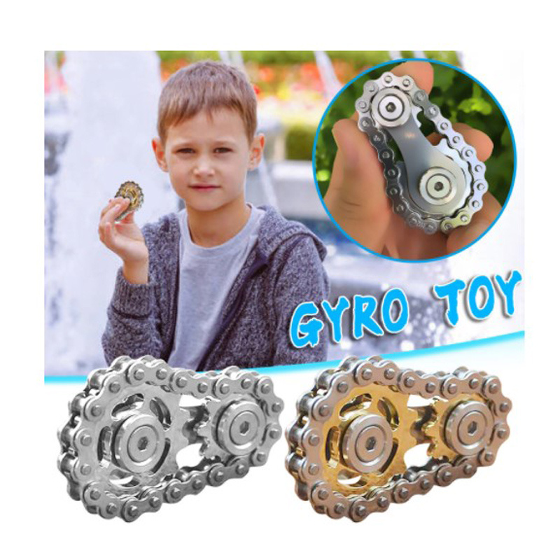 Stainless steel fingertip gyro sprockets, novel flywheel chain fidget spinner