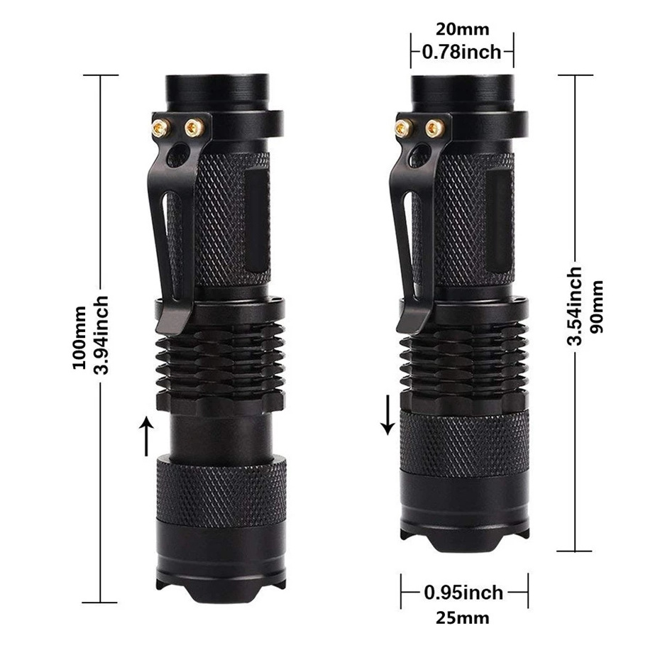 1Pc UV Flashlight Ultraviolet Torch With Zoom Function Mini UV Black Light Pet Urine Stains Detector Scorpion Hunting