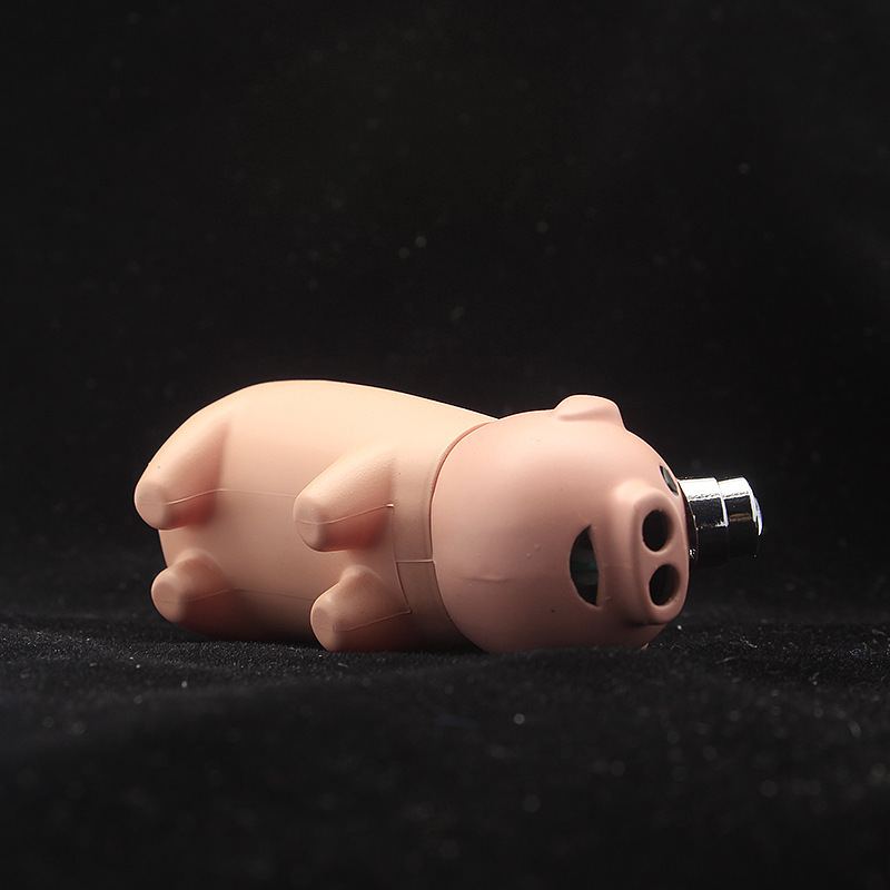 Mini Cute Pink Pig Shaped Double Fire Inflatable Flame Gas Cigarette Lighter