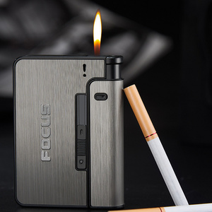 Automatic Ejection Cigarette Dispenser Case Lighter Gadget For Men Christmas Gift Metal Cigarette Boxes