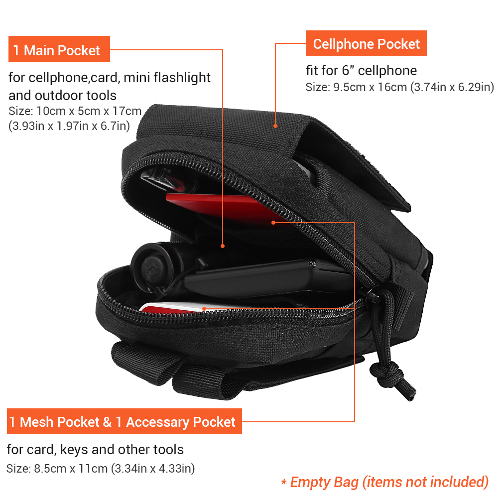 1000D Nylon Molle Pouch Waist Bag Outdoor Men EDC Tool Bag Vest Pack Purse Mobile Phone Case Compact Bag