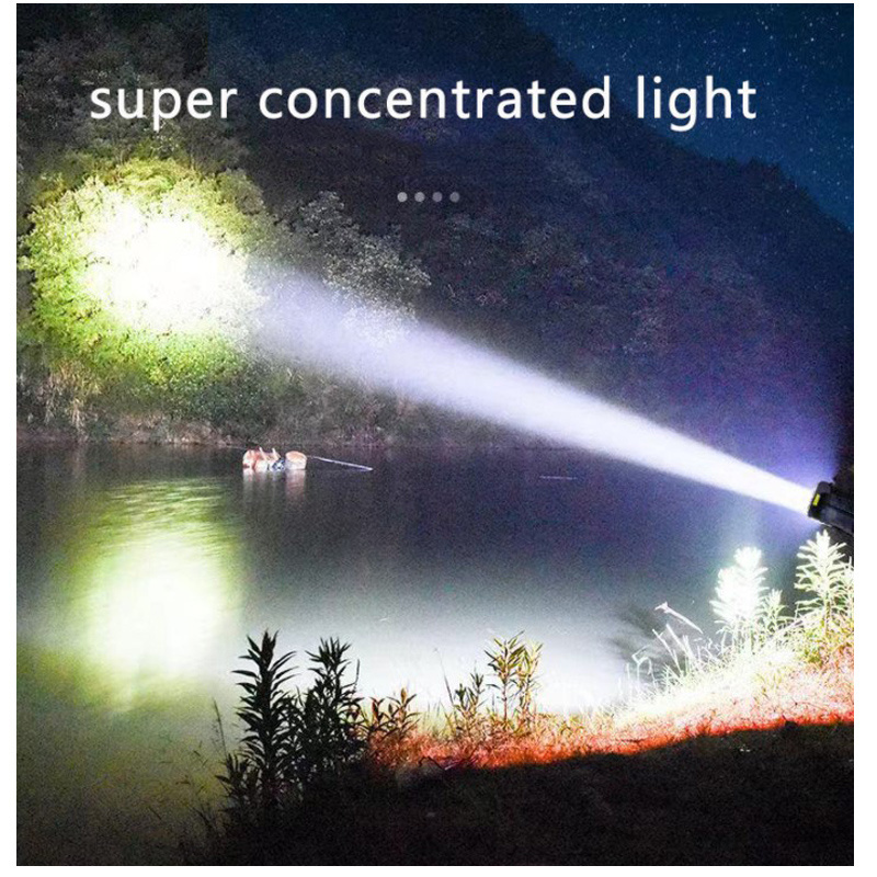 Multifunctional emergency solar powered flashlight, outdoor portable searchlight rechargeable spotlight