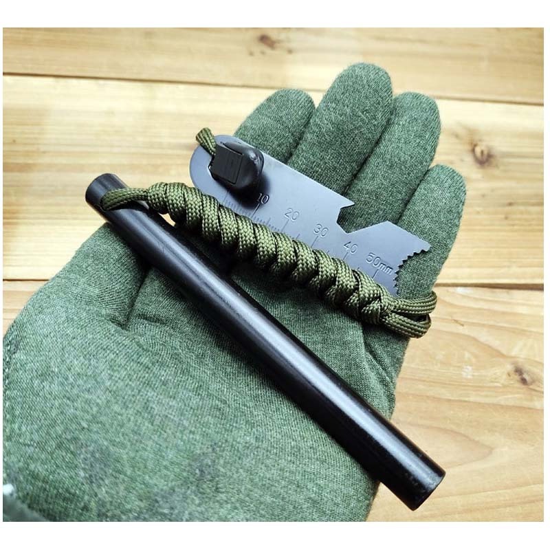 Supuer ferro rod kit with paracord 3inch survival ferrocerium drilled flint fire starter