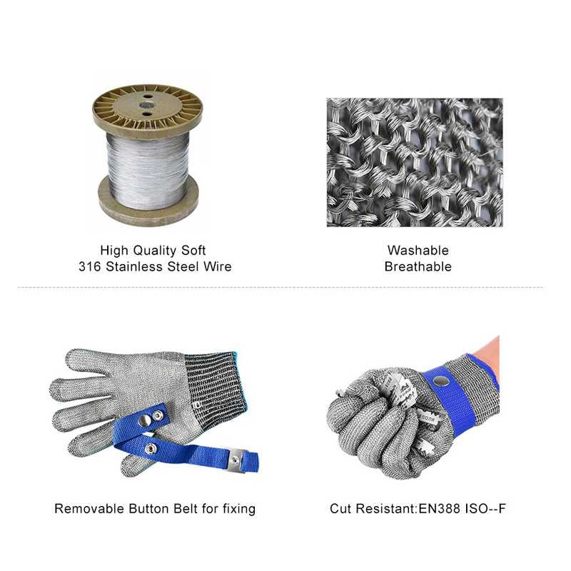 Supuer stainless steel cut resistant gloves, metal mesh anti cutting working gloves butcher kitchen work gloves