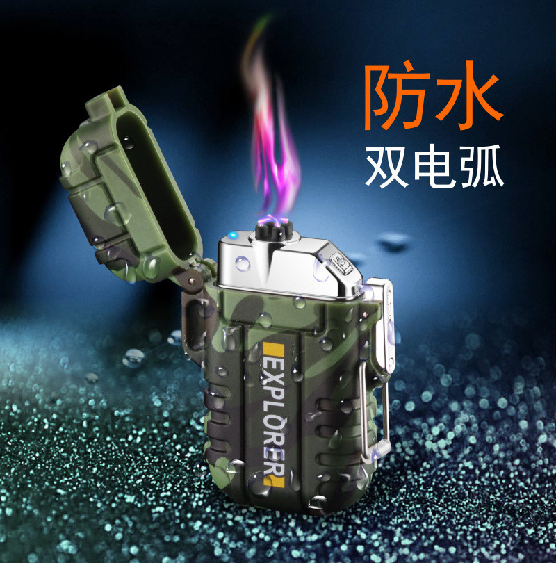 Fast Charging Dual Arc USB Rechargeable Lighter Outdoor Windproof  Electronic Lighter Camping Survival Tactical Lighter