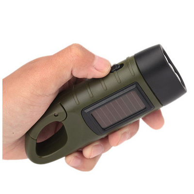 Outdoor LED camping emergency flashlight torch, mountaineering LED solar hand crank flashlight