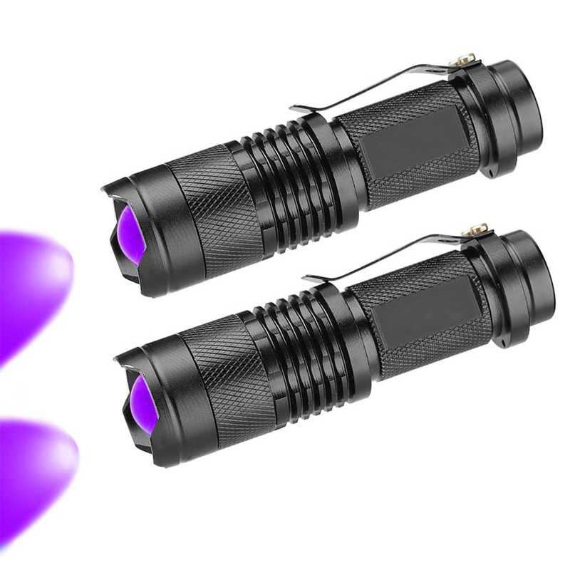 1Pc UV Flashlight Ultraviolet Torch With Zoom Function Mini UV Black Light Pet Urine Stains Detector Scorpion Hunting