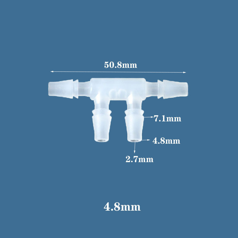 Chang En 4.8mm Equal Hose Barb Double Branch Tee TT Shaped Plastic 4 Ways Air Water Tube Fitting   Pipe Fittings