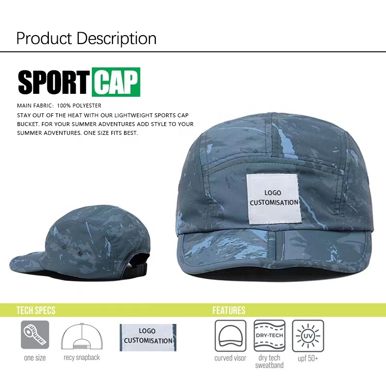 New Folding Sun Mountaineering Hat Quick Dry Outdoor Unstructured 5 panel Foldable camp Running Cap UPF 50+ Sports Fishing Hat