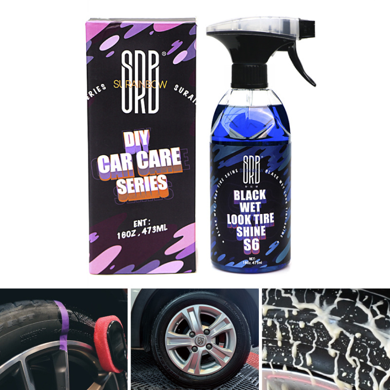 Surainbow S6 500ML HYBRID SOLUTIONS GRAPHENE ACRYLIC TIRE SHINE SPRAY COATING BLACK WET LOOK DRESSING