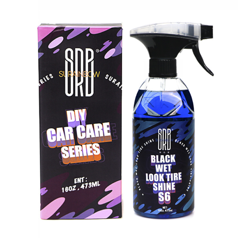 Surainbow S6 500ML HYBRID SOLUTIONS GRAPHENE ACRYLIC TIRE SHINE SPRAY COATING BLACK WET LOOK DRESSING