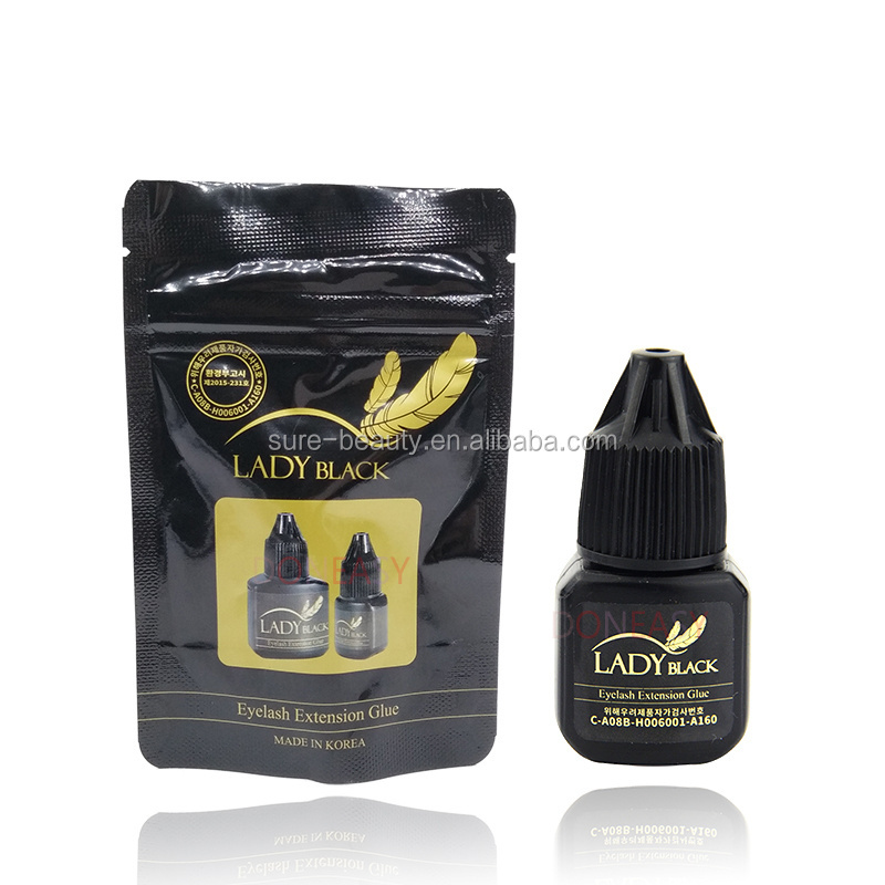 Low Irritation Fume Adhesive With Sealed Bag 5ml Lady Black Glue Eyelash Extensions Fasting Dry Eyelash Glue