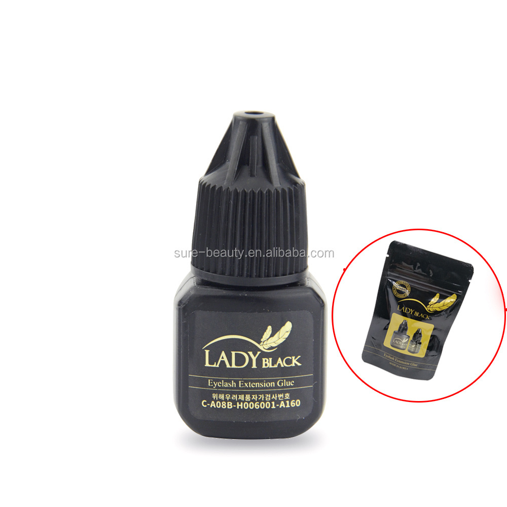 Low Irritation Fume Adhesive With Sealed Bag 5ml Lady Black Glue Eyelash Extensions Fasting Dry Eyelash Glue