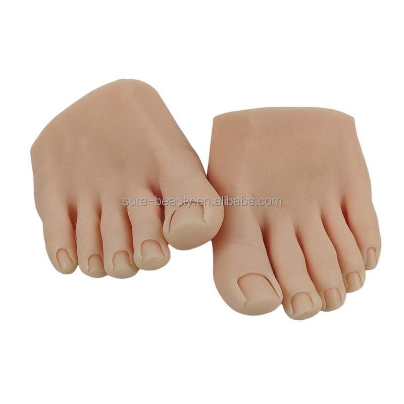 Private Label Silicone Practice Fake Foot Finger Nail With Joints Bendable False Fingernails Foot Manicure Nail Training Model