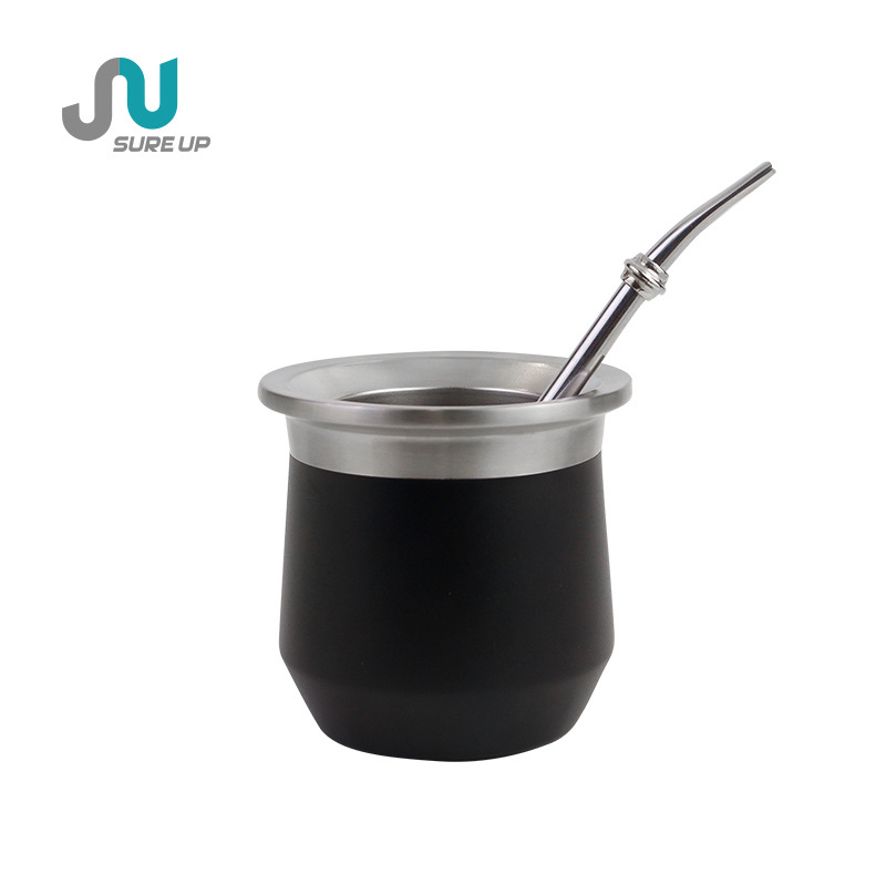 Taza de mate de boca ancha de 270ML con termo de agua interno y externo de acero inoxidable 304 para Yerba Mate Cup Set