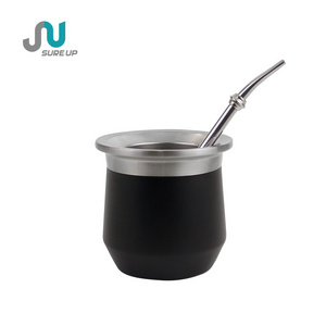 Taza de mate de boca ancha de 270ML con termo de agua interno y externo de acero inoxidable 304 para Yerba Mate Cup Set