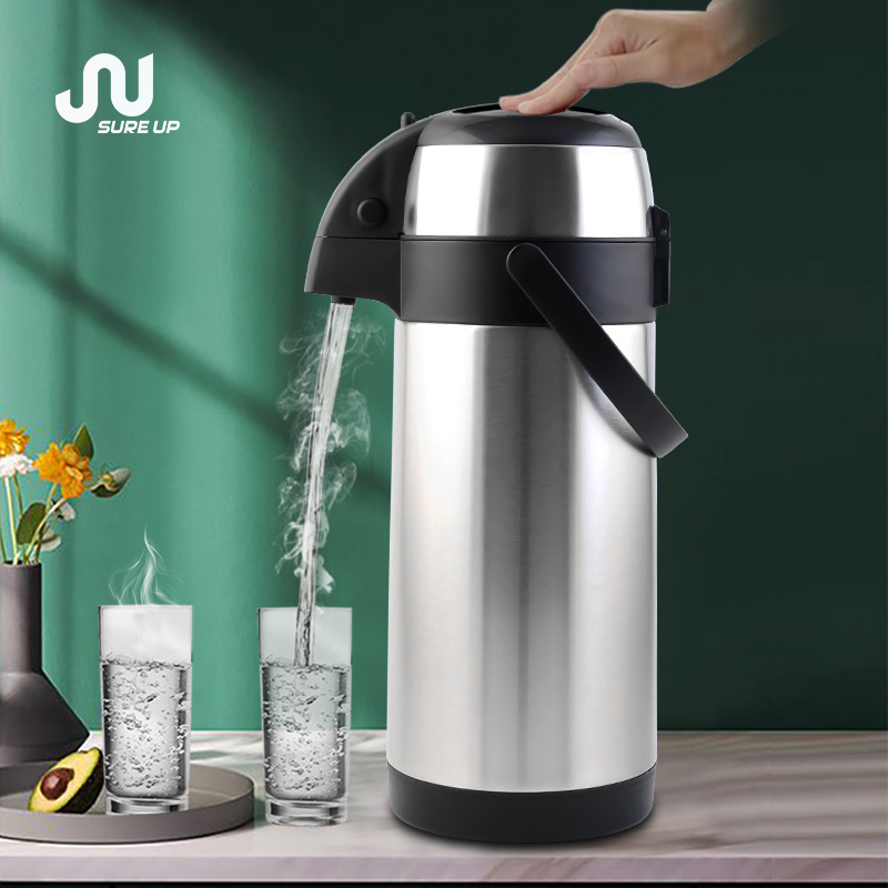 1.9L 2.2L 2.5L New products tea termos modern stainless steel airpot vacuum airpot air pump pot water dispenser coffee dispenser