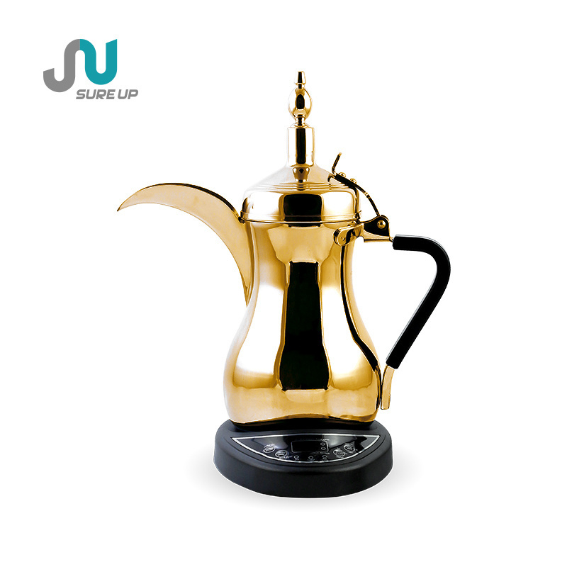 220V Wholesale New Design custom Golden&sliver Electric dallah Heat Coffee Tea Pot Dallah Arabic Turkish dallah electric kettles