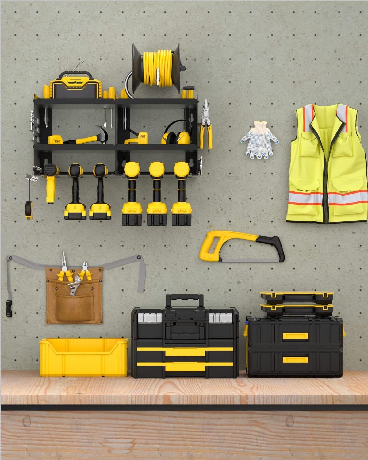 Power Tool Organizer Wall Mount Garage Tool Drill Holder Storage Heavy Duty Metal Utility Tool Shelf Rack