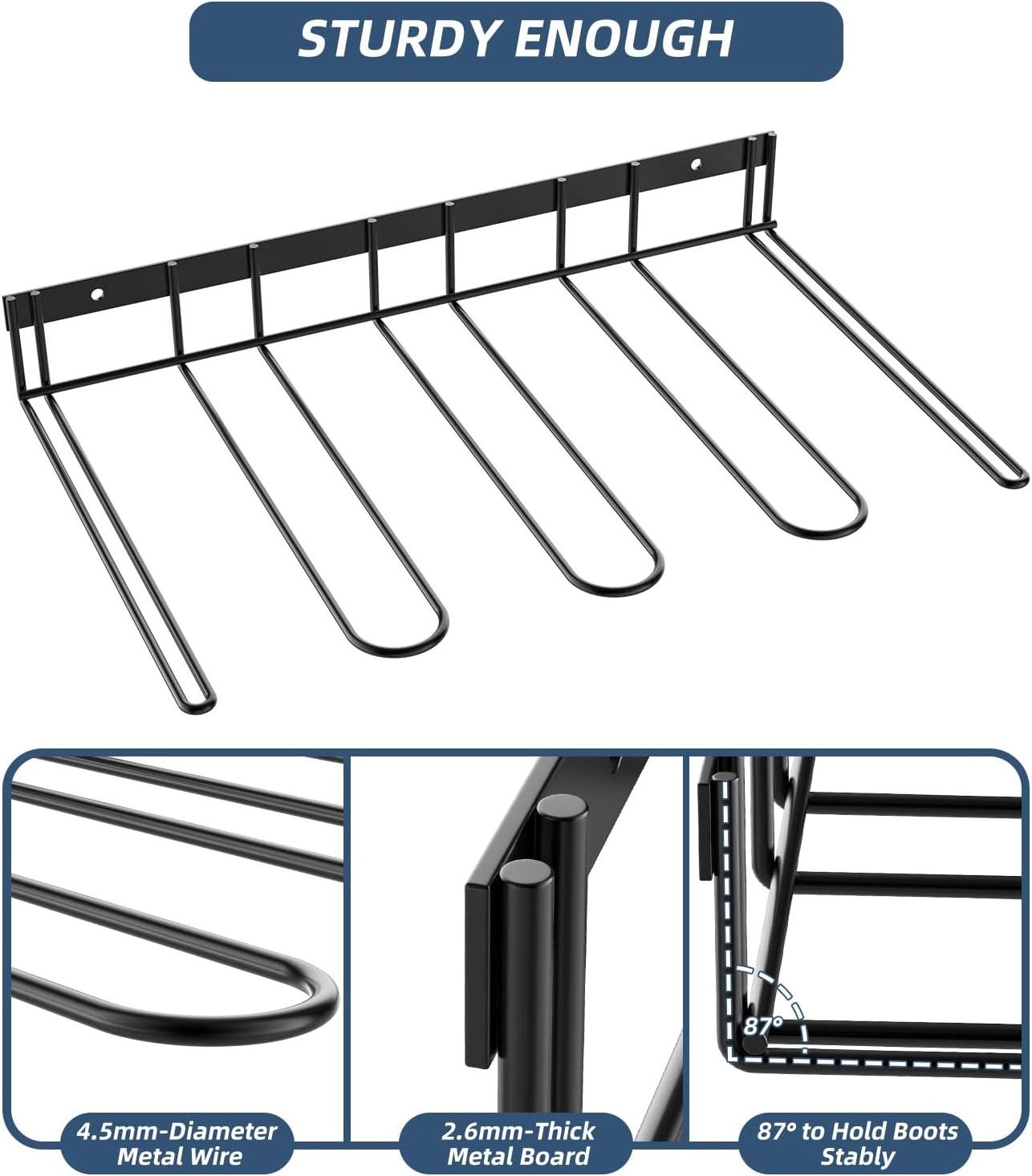 Boot Rack Organizer Tall Shoe Rustproof Wader Hangers Boot Storage Metal Wall Mounted Shoe Rack Garage Boot Organizer