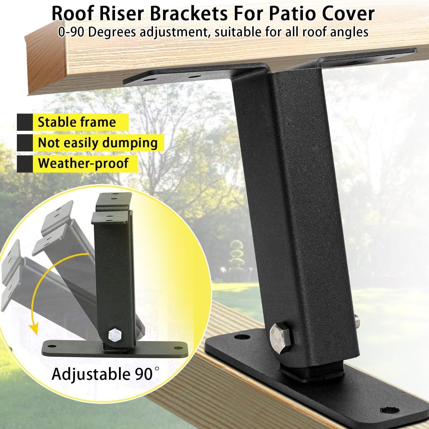 Pergola Roof Riser Brackets for Patio Cover Heavy Duty 304 Stainless Steel Gazebo Bracket Pergola Support Hardware