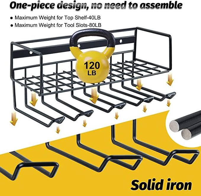 Heavy Duty Metal Floating Tool Shelf, Garage Tool Organizers and Storage, Power Tool Drill Holder