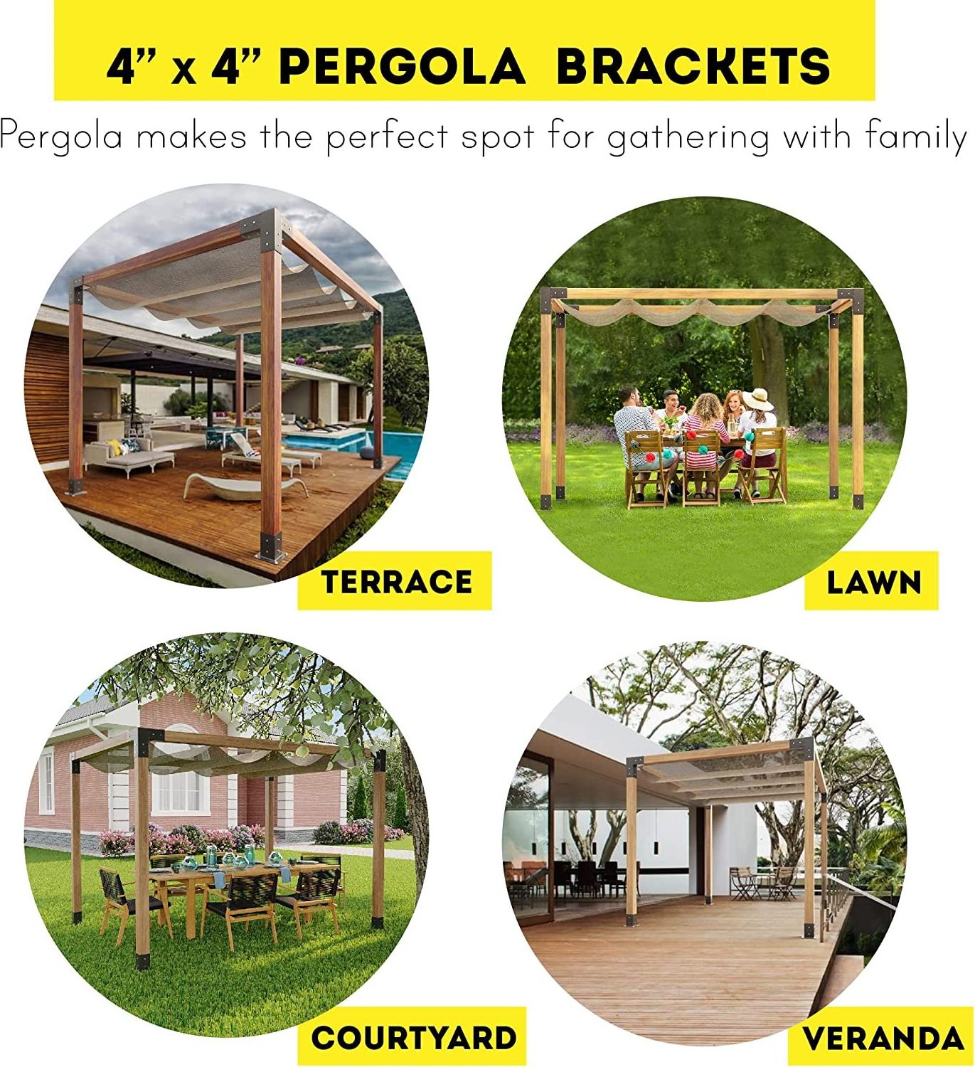 Pergola Construction Brackets Kit Modular Metal pergola bolt kit steel mount bracket for 12x12 Lumber