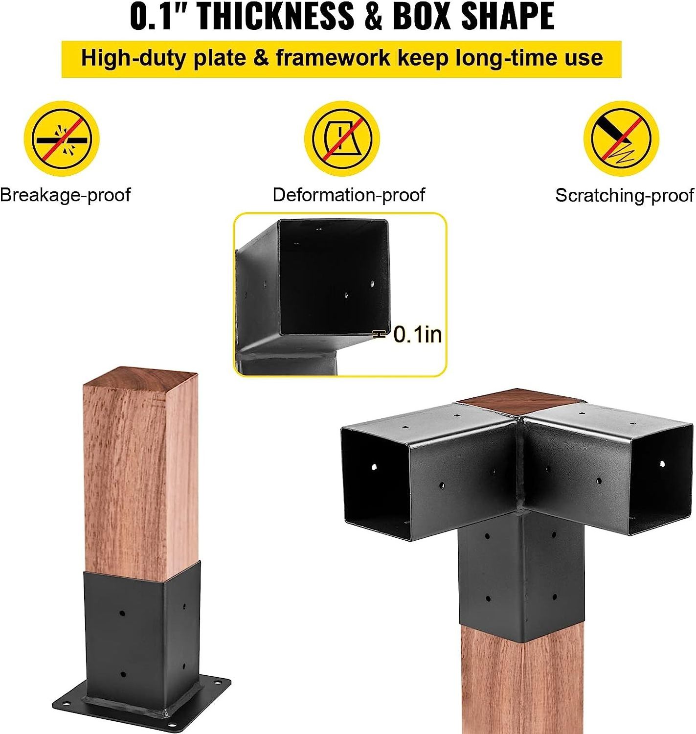 Modular Modern Outdoor Gazebo Hardware Kit DIY Elevated Log Shelf Kit Includes 4 Bracket Shoulders 4 Boots For 6x6, 4x4 Timber.