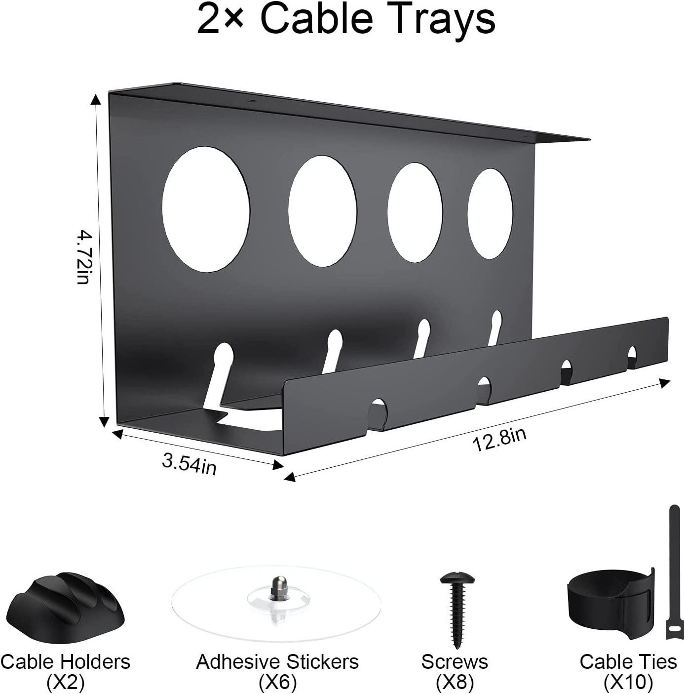 Under Desk Cable Management No Drill Cable Duct Tray for Table