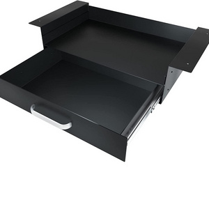 Under Desk Drawer Storage with Laptop Shelf, Double Layer Easy Slide-Out Drawer Organizer with Ball Slide