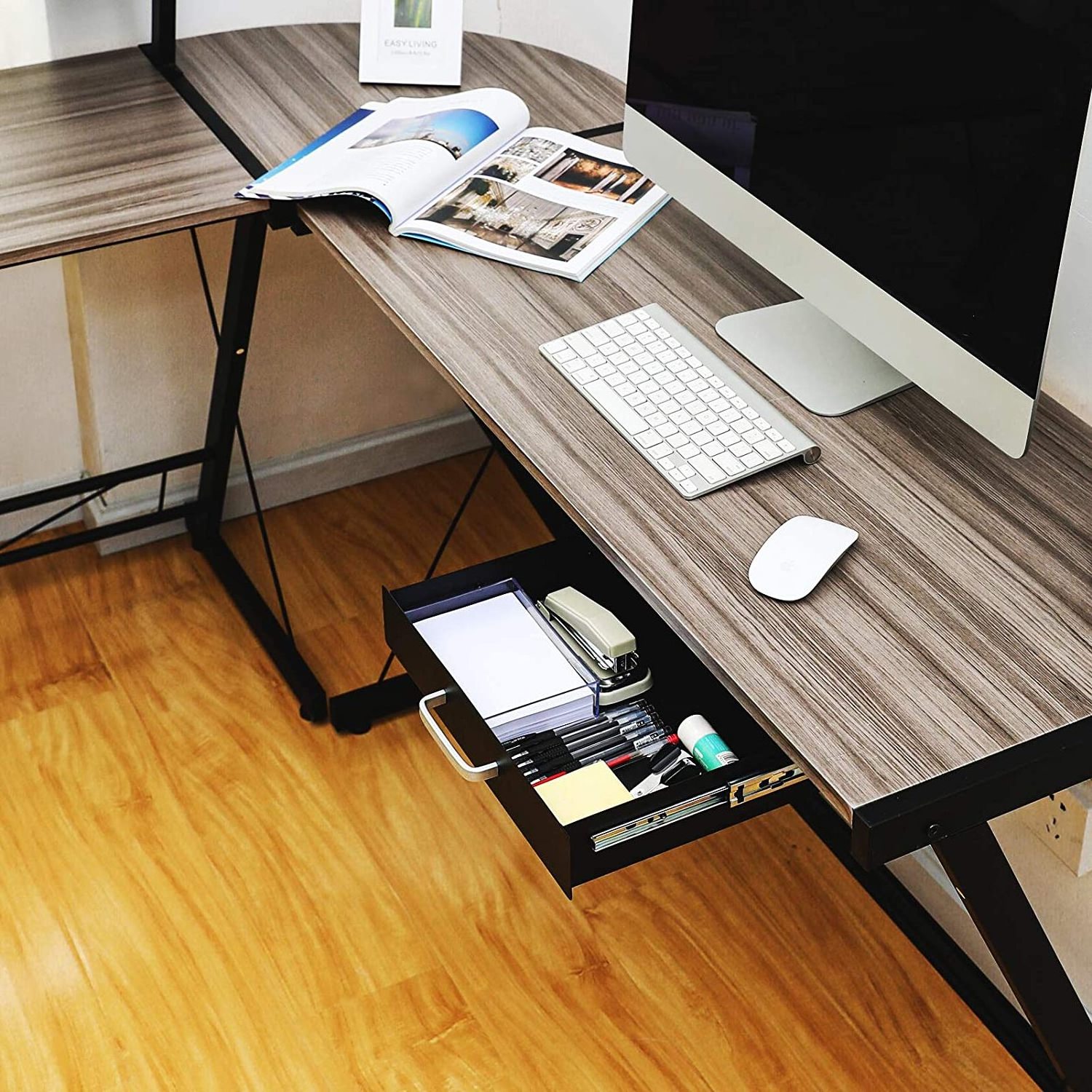 Workstation Storage Organizer Office Mounted, Easy Slide-Out Pencil Drawer for Saving Space