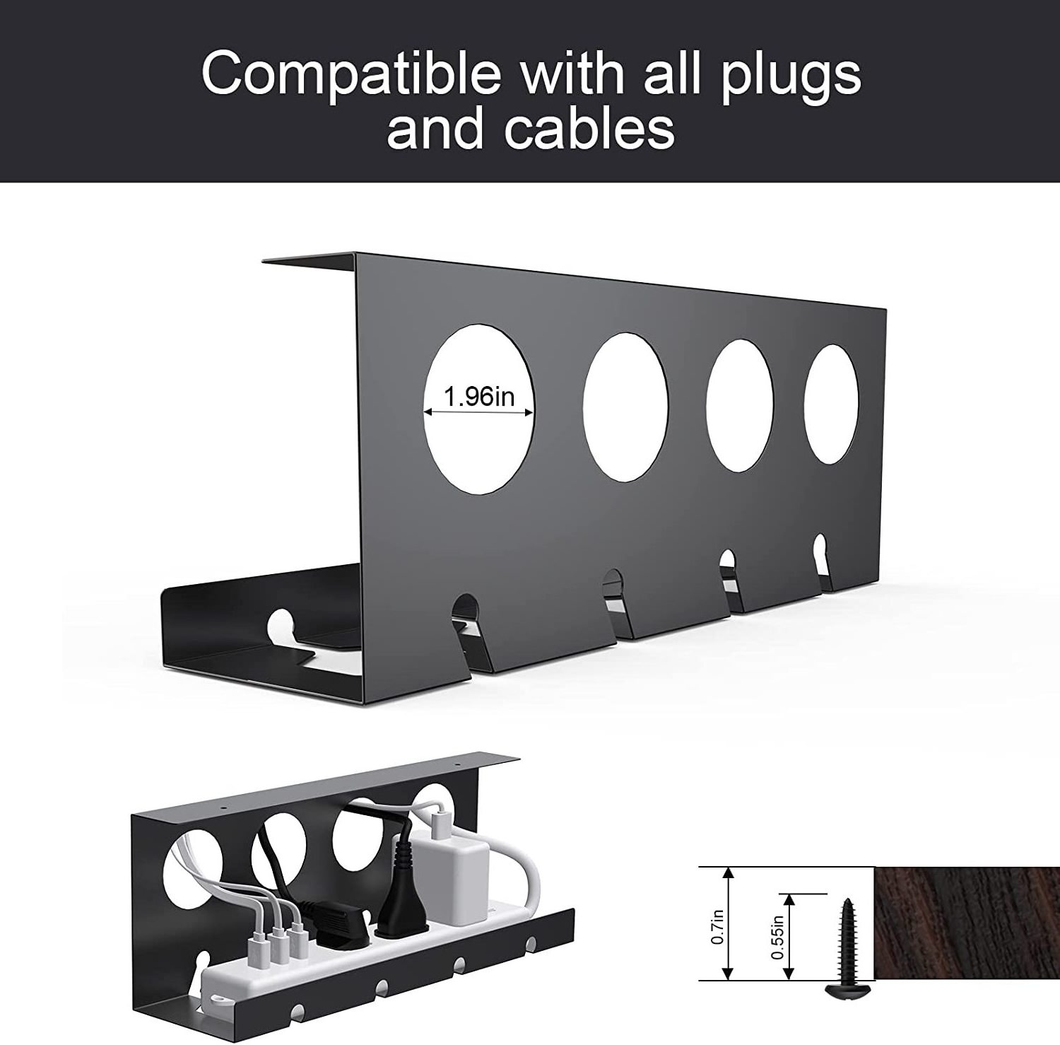 Under Desk Cable Management No Drill Cable Duct Tray for Table