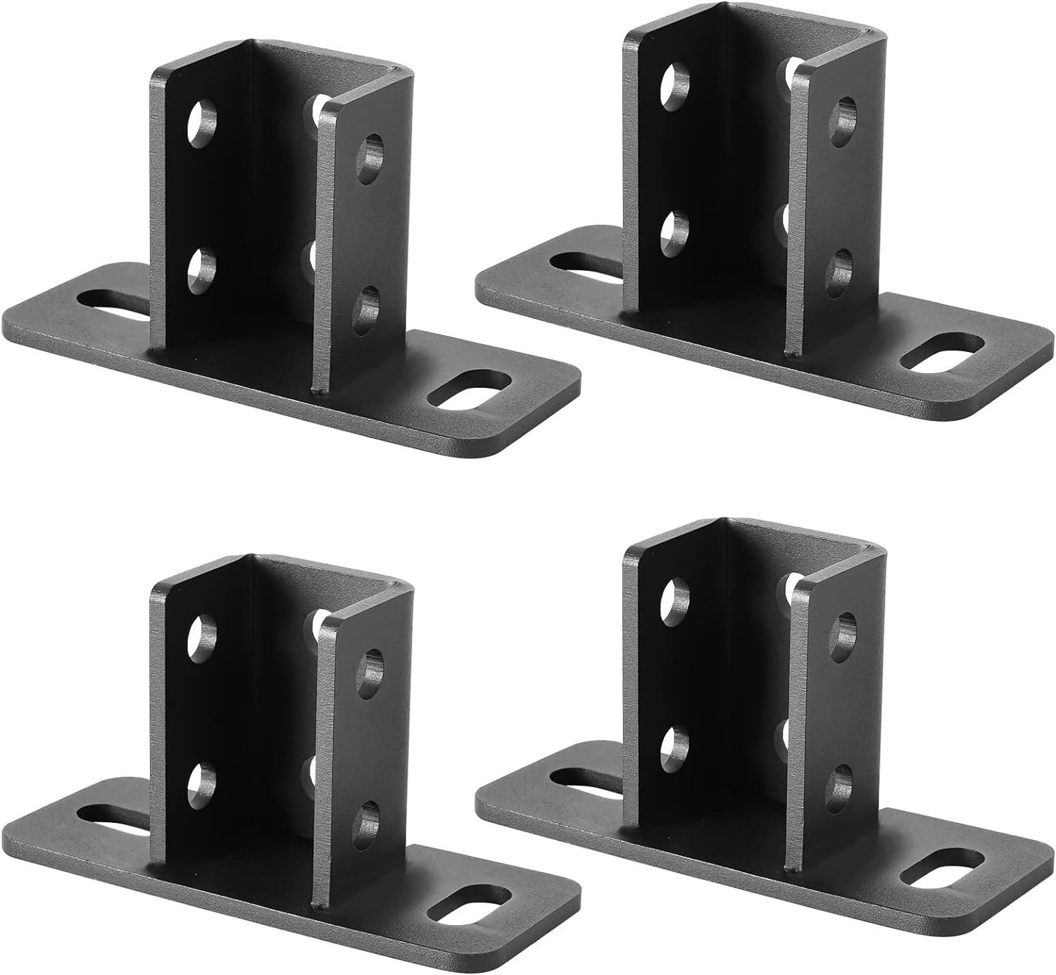 Slotted Hole U Post Base Strut Mount Fit for Square Single Channel, Black Fence Post Base Channel Rail Bracket