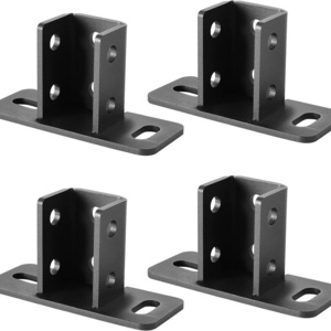 Slotted Hole U Post Base Strut Mount Fit for Square Single Channel, Black Fence Post Base Channel Rail Bracket