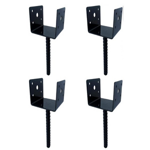 Surealong U Shape Fence Post Holder Ground Spike Concrete Post Anchor 4x4 Post Base Spike 4 Pack