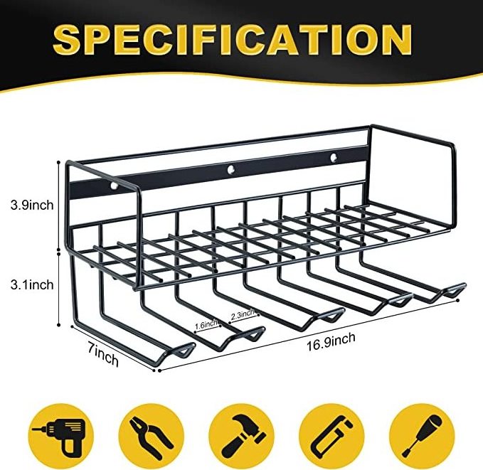 Heavy Duty Metal Floating Tool Shelf, Garage Tool Organizers and Storage, Power Tool Drill Holder