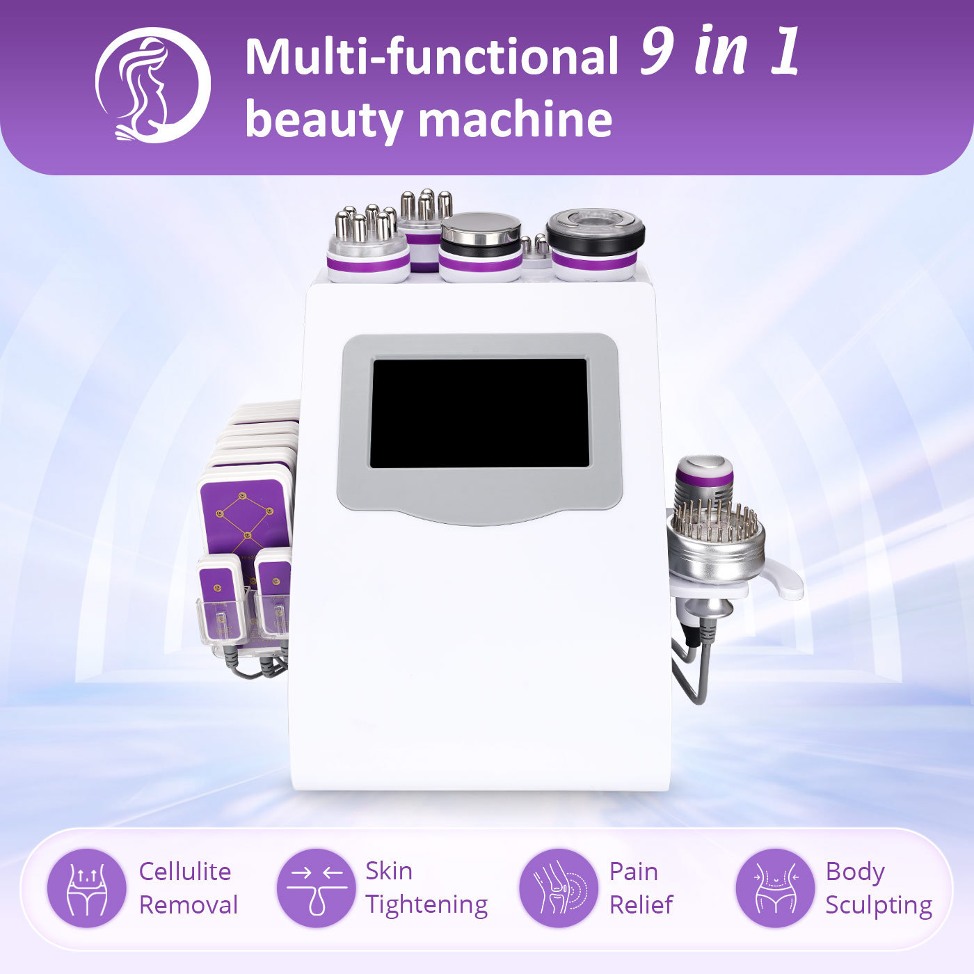 Fat Reduce Weight Loss Vacuum RF Skin Tightening Slimming Lipo 9 en 1 Body Cavitation Machine